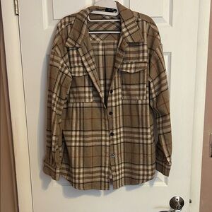 Plaid Button-Up Shirt Jacket